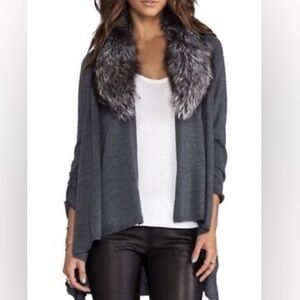 Alice & Olivia removable fur collar sweater cardigan